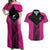 New Zealand Fern Rugby Custom Couples Matching Off Shoulder Maxi Dress and Hawaiian Shirt Pink Maori Pattern