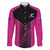 New Zealand Fern Rugby Custom Family Matching Off The Shoulder Long Sleeve Dress and Hawaiian Shirt Pink Maori Pattern