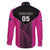 New Zealand Fern Rugby Custom Family Matching Off The Shoulder Long Sleeve Dress and Hawaiian Shirt Pink Maori Pattern