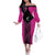 New Zealand Fern Rugby Custom Family Matching Off The Shoulder Long Sleeve Dress and Hawaiian Shirt Pink Maori Pattern