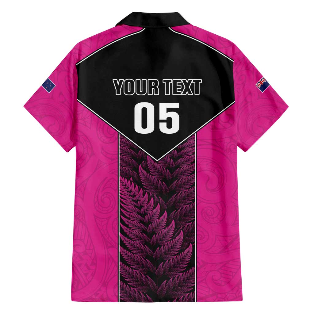 New Zealand Fern Rugby Custom Family Matching Off Shoulder Maxi Dress and Hawaiian Shirt Pink Maori Pattern LT05 - Polynesian Pride