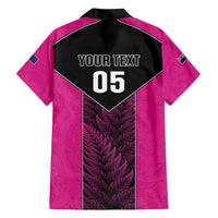 New Zealand Fern Rugby Custom Family Matching Short Sleeve Bodycon Dress and Hawaiian Shirt Pink Maori Pattern LT05 - Polynesian Pride
