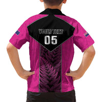New Zealand Fern Rugby Custom Family Matching Summer Maxi Dress and Hawaiian Shirt Pink Maori Pattern LT05 - Polynesian Pride