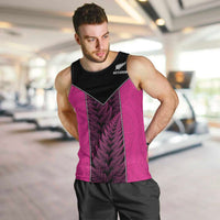New Zealand Fern Rugby Custom Men Tank Top Pink Maori Pattern LT05 Pink - Polynesian Pride
