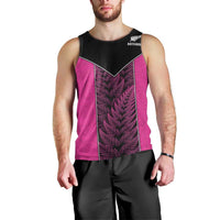 New Zealand Fern Rugby Custom Men Tank Top Pink Maori Pattern LT05 - Polynesian Pride