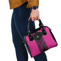 New Zealand Fern Rugby Shoulder Handbag Pink Maori Pattern