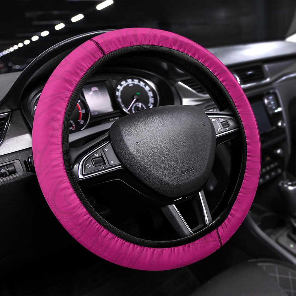 New Zealand Fern Rugby Steering Wheel Cover Pink Maori Pattern LT05 Universal Fit Pink - Polynesian Pride