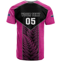 New Zealand Fern Rugby Custom T Shirt Pink Maori Pattern LT05 - Polynesian Pride