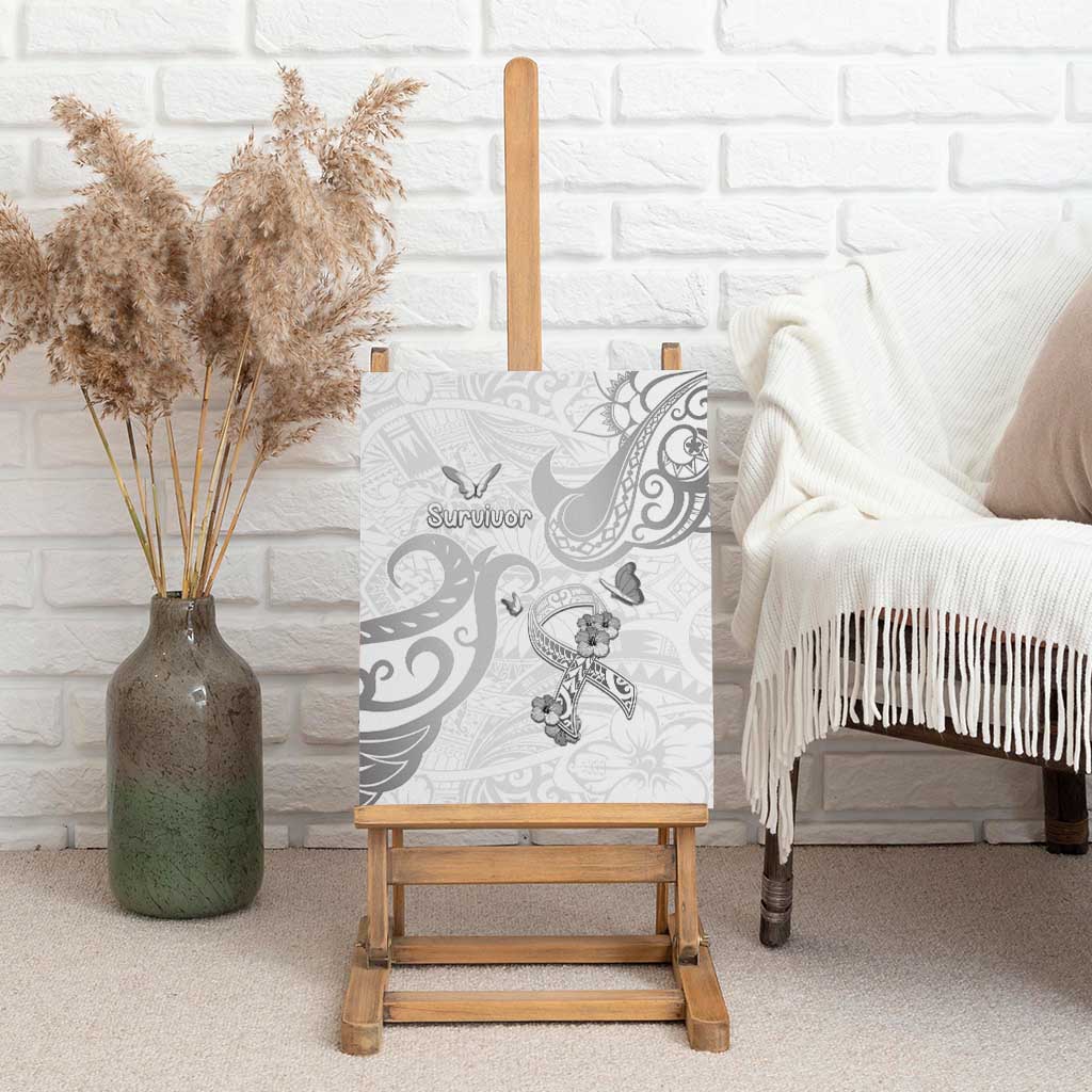 Brain Cancer Awareness Canvas Wall Art Ribbon Polynesian Pattern