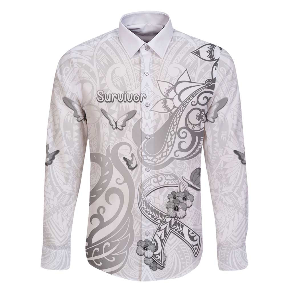 Personalised Brain Cancer Awareness Family Matching Mermaid Dress and Hawaiian Shirt Ribbon Polynesian Pattern