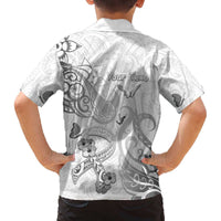 Personalised Brain Cancer Awareness Family Matching Off The Shoulder Long Sleeve Dress and Hawaiian Shirt Ribbon Polynesian Pattern LT05 - Polynesian Pride