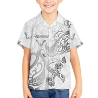 Personalised Brain Cancer Awareness Family Matching Short Sleeve Bodycon Dress and Hawaiian Shirt Ribbon Polynesian Pattern