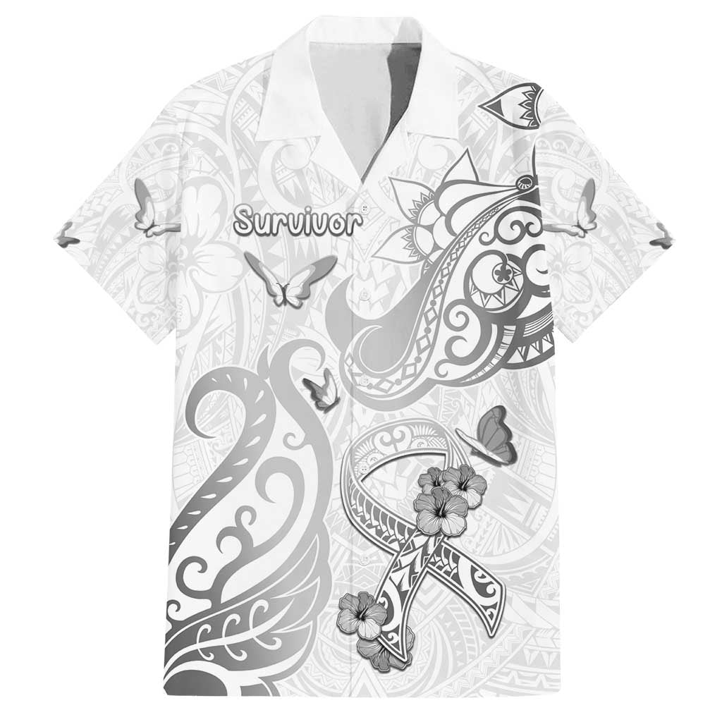 Personalised Brain Cancer Awareness Family Matching Summer Maxi Dress and Hawaiian Shirt Ribbon Polynesian Pattern