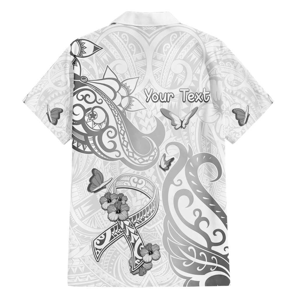 Personalised Brain Cancer Awareness Family Matching Tank Maxi Dress and Hawaiian Shirt Ribbon Polynesian Pattern