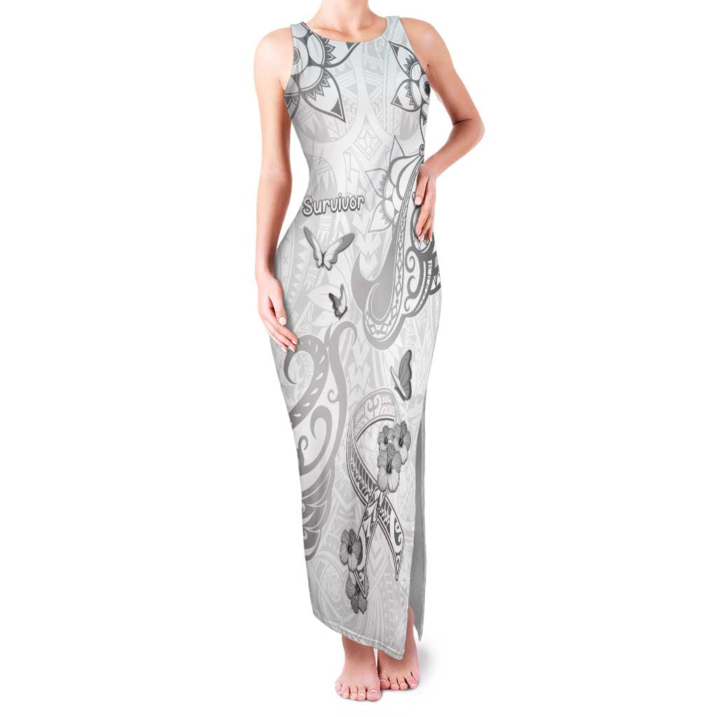 Personalised Brain Cancer Awareness Family Matching Tank Maxi Dress and Hawaiian Shirt Ribbon Polynesian Pattern