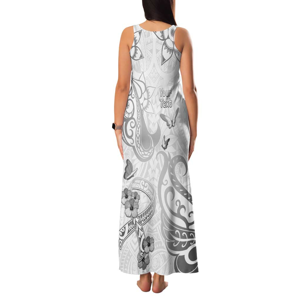 Personalised Brain Cancer Awareness Family Matching Tank Maxi Dress and Hawaiian Shirt Ribbon Polynesian Pattern