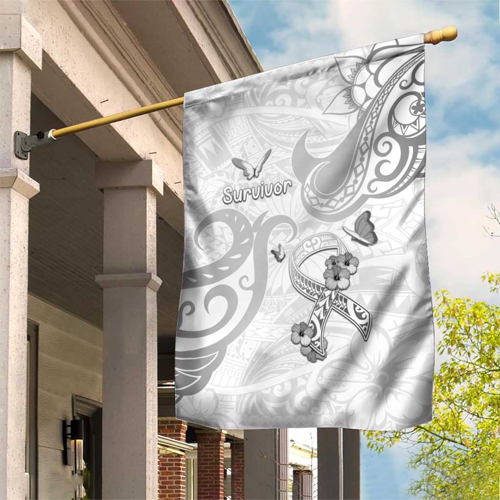 Brain Cancer Awareness Garden Flag Ribbon Polynesian Pattern