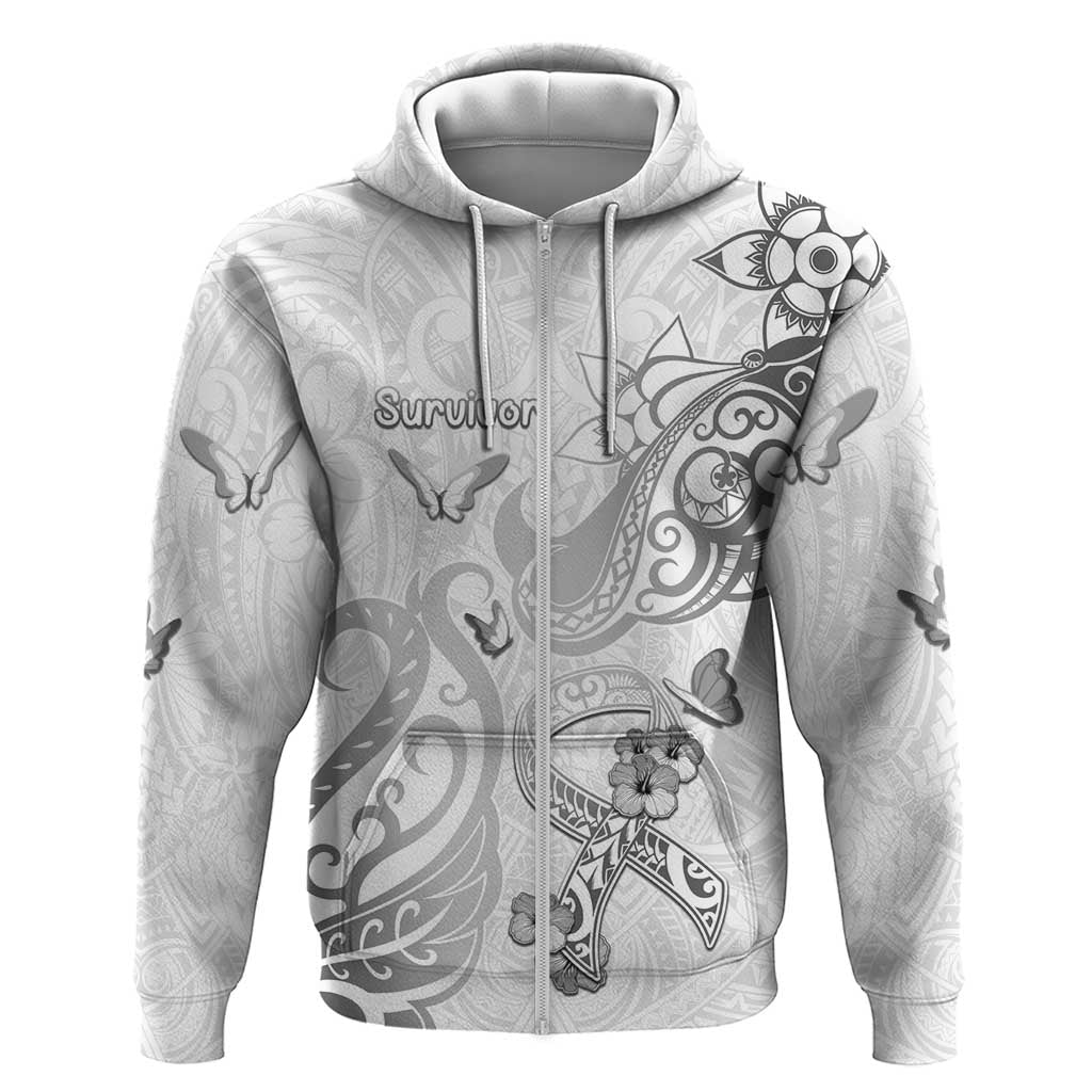 Personalised Brain Cancer Awareness Hoodie Ribbon Polynesian Pattern