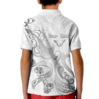 Personalised Brain Cancer Awareness Kid Polo Shirt Ribbon Polynesian Pattern