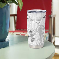Personalised Brain Cancer Awareness Tumbler Cup Ribbon Polynesian Pattern