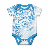 Polynesian Pattern With Plumeria Flowers Baby Onesie Blue LT05 Blue - Polynesian Pride