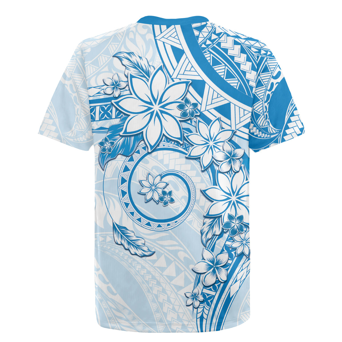 Polynesian Pattern With Plumeria Flowers Rugby Jersey Blue