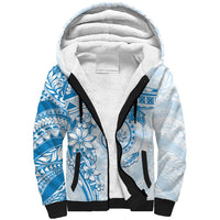 Polynesian Pattern With Plumeria Flowers Sherpa Hoodie Blue
