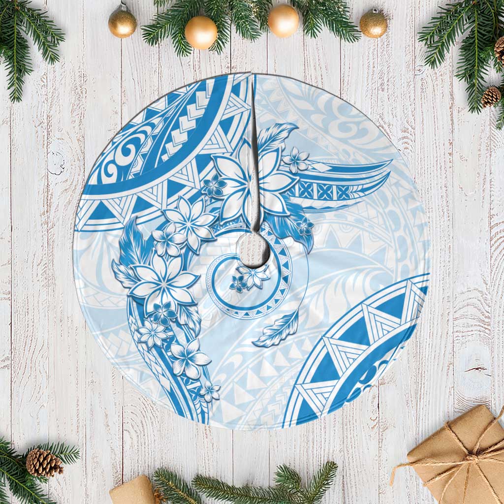 Polynesian Pattern With Plumeria Flowers Tree Skirt Blue LT05 Casual Blue - Polynesian Pride