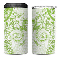 Lime Green Polynesian Pattern With Plumeria Flowers 4 in 1 Can Cooler Tumbler LT05 One Size: 16 oz Lime Green - Polynesian Pride