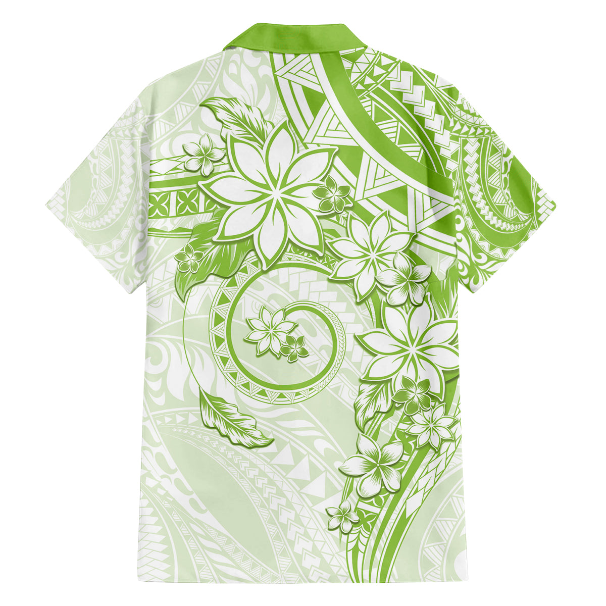 Polynesian Pattern With Plumeria Flowers Family Matching Off The Shoulder Long Sleeve Dress and Hawaiian Shirt Lime Green LT05 - Polynesian Pride