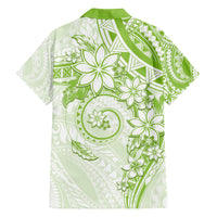 Polynesian Pattern With Plumeria Flowers Family Matching Off Shoulder Maxi Dress and Hawaiian Shirt Lime Green LT05 - Polynesian Pride