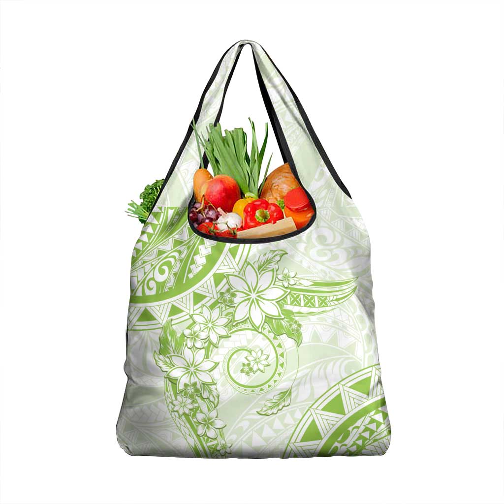 Polynesian Pattern With Plumeria Flowers Grocery Bag Lime Green LT05 1-pack One Size Lime Green - Polynesian Pride