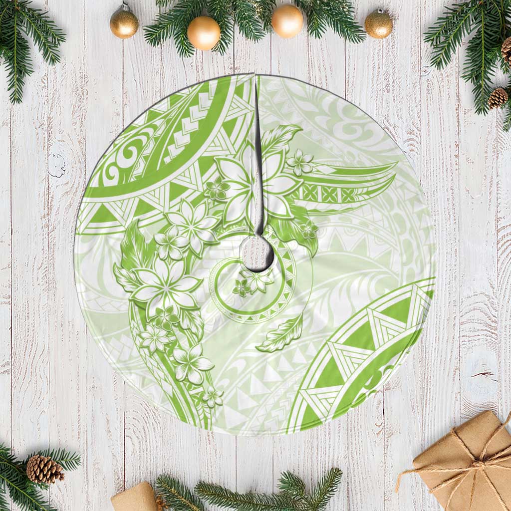 Polynesian Pattern With Plumeria Flowers Tree Skirt Lime Green LT05 Casual Lime Green - Polynesian Pride