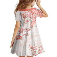 Polynesian Pattern With Plumeria Flowers Family Matching Off The Shoulder Long Sleeve Dress and Hawaiian Shirt Orange Peach LT05 - Polynesian Pride
