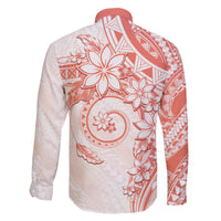 Polynesian Pattern With Plumeria Flowers Family Matching Off The Shoulder Long Sleeve Dress and Hawaiian Shirt Orange Peach LT05 - Polynesian Pride