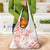 Polynesian Pattern With Plumeria Flowers Grocery Bag Orange Peach