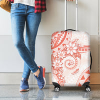 Polynesian Pattern With Plumeria Flowers Luggage Cover Orange Peach