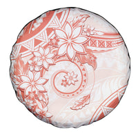 Polynesian Pattern With Plumeria Flowers Spare Tire Cover Orange Peach