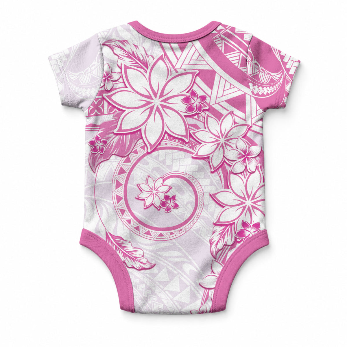 Polynesian Pattern With Plumeria Flowers Baby Onesie Pink LT05 - Polynesian Pride