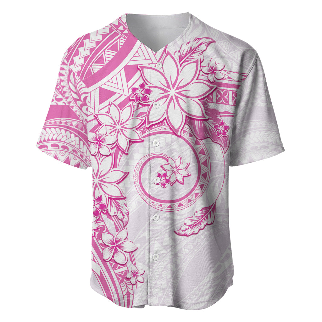 Polynesian Pattern With Plumeria Flowers Baseball Jersey Pink LT05 Pink - Polynesian Pride