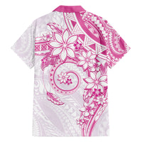 Polynesian Pattern With Plumeria Flowers Family Matching Long Sleeve Bodycon Dress and Hawaiian Shirt Pink LT05 - Polynesian Pride