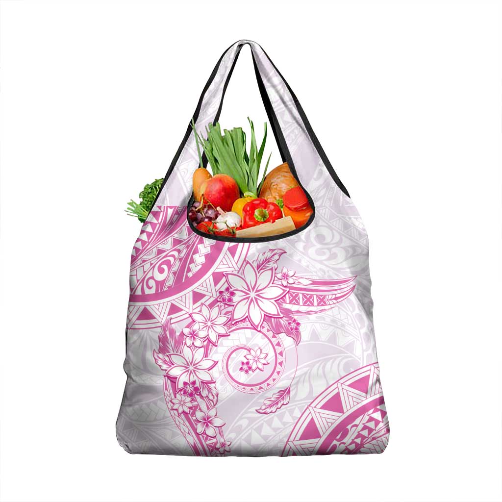 Polynesian Pattern With Plumeria Flowers Grocery Bag Pink LT05 1-pack One Size Pink - Polynesian Pride