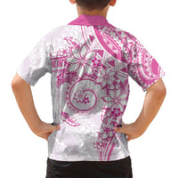 Polynesian Pattern With Plumeria Flowers Hawaiian Shirt Pink