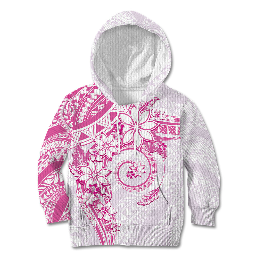 Polynesian Pattern With Plumeria Flowers Kid Hoodie Pink LT05 Hoodie Pink - Polynesian Pride
