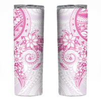 Pink Polynesian Pattern With Plumeria Flowers Skinny Tumbler