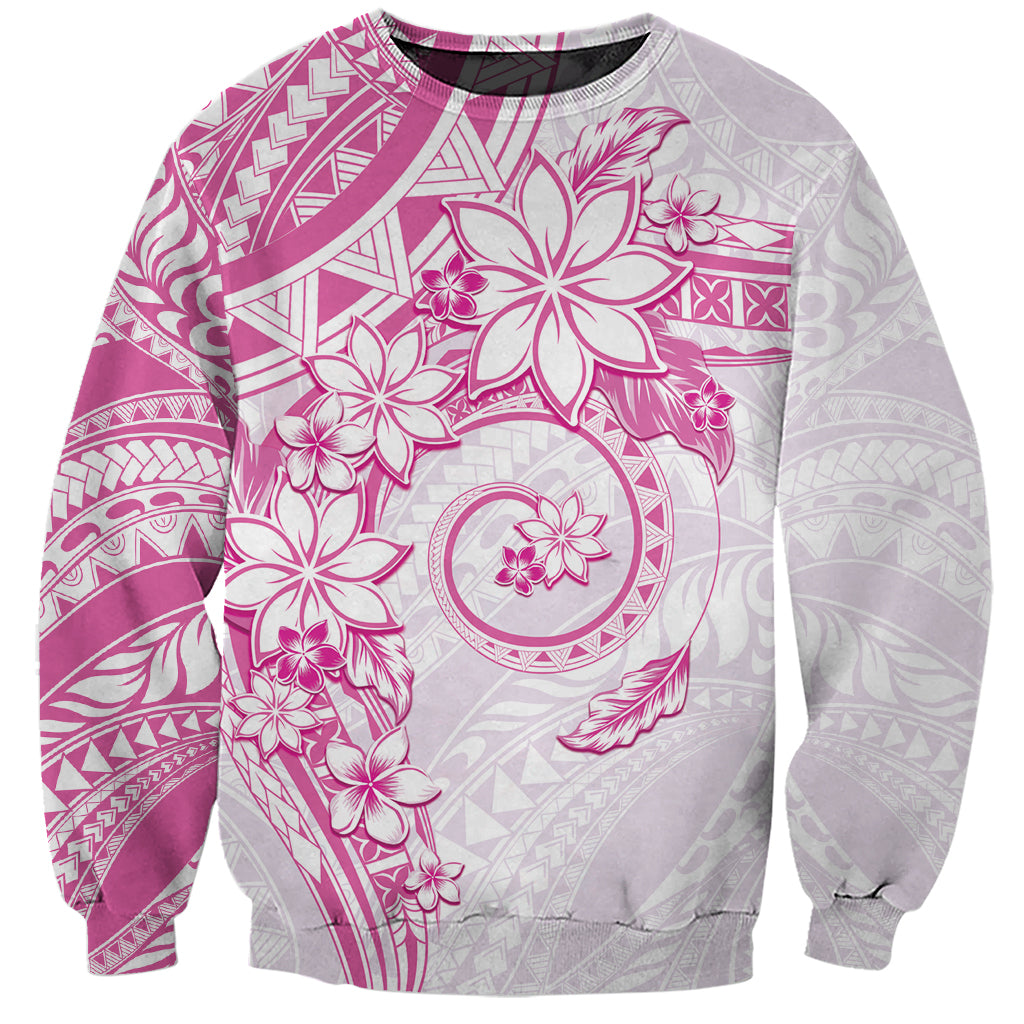 Polynesian Pattern With Plumeria Flowers Sweatshirt Pink LT05 Unisex Pink - Polynesian Pride