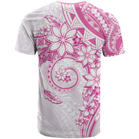 Polynesian Pattern With Plumeria Flowers T Shirt Pink