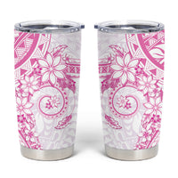 Pink Polynesian Pattern With Plumeria Flowers Tumbler Cup