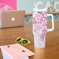 Pink Polynesian Pattern With Plumeria Flowers Tumbler With Handle LT05 - Polynesian Pride