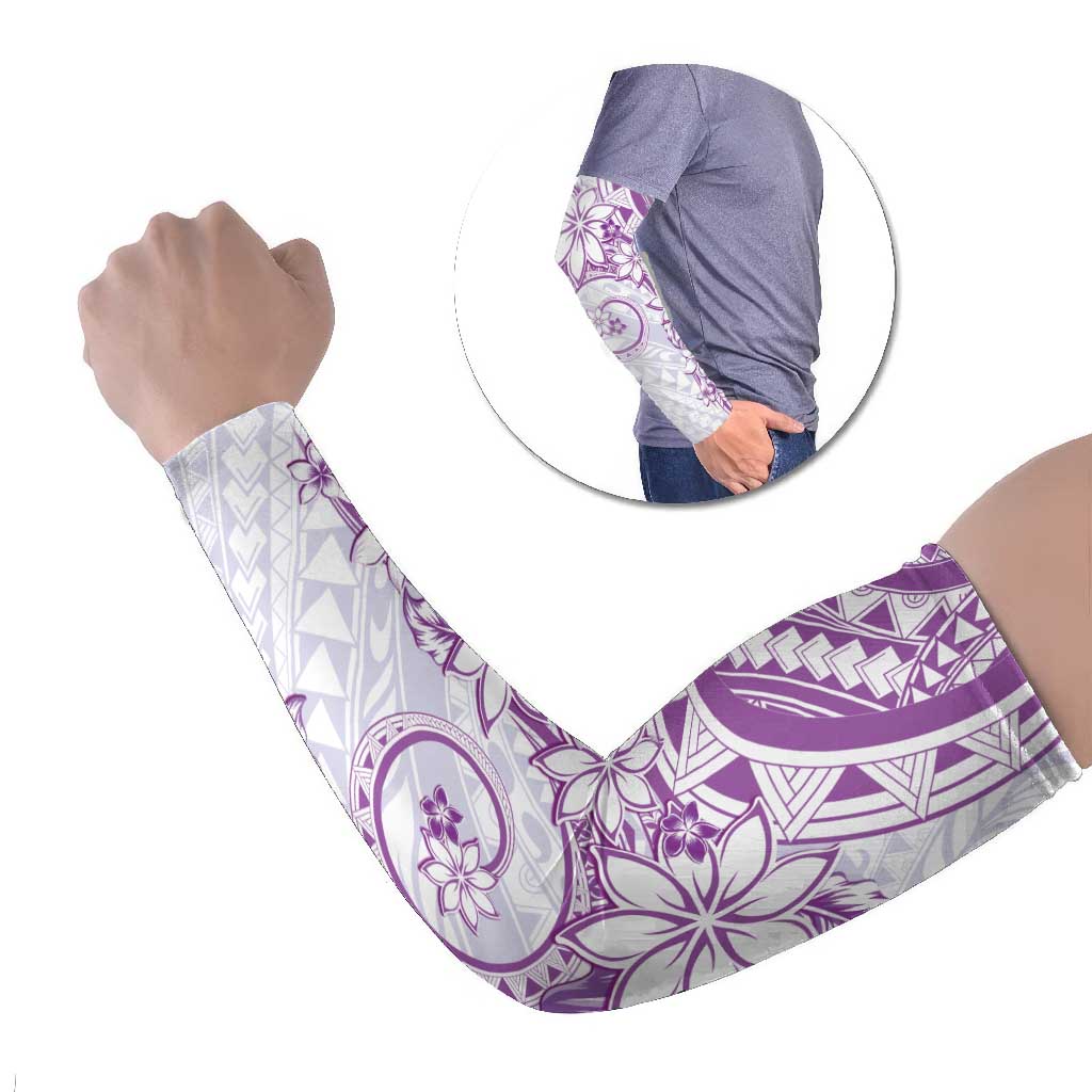 Polynesian Pattern With Plumeria Flowers Arm Sleeves Purple LT05 Set of 2 Purple - Polynesian Pride